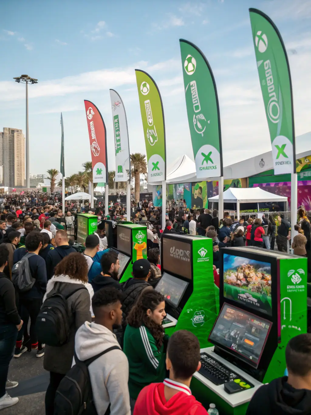 Attendees fully immersed in an interactive booth, playing a custom-designed game or participating in a hands-on workshop at a Geeky Market event, highlighting the engaging experiences offered.